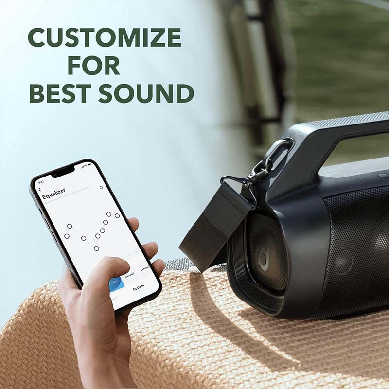 Soundcore Motion Boom Plus IP67 Portable Speaker, 80W Stereo Sound, Custom EQ & BassUp, Built-in Power Bank, Waterproof Bluetooth Speaker for Camping, Beach, and Backyard