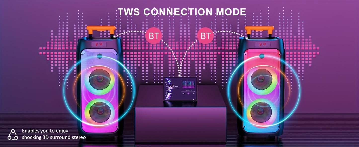 JYX Large Karaoke Machine with Wireless Microphones, Portable Bluetooth Speaker for Outdoor Parties, Weddings, and Home Entertainment