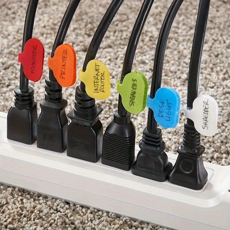 20pcs Reusable Cable Labels Set - Write-on, Easy Identification, Durable Polyamide Material, Cable Management and Organizer for Electronics, Computers, and More