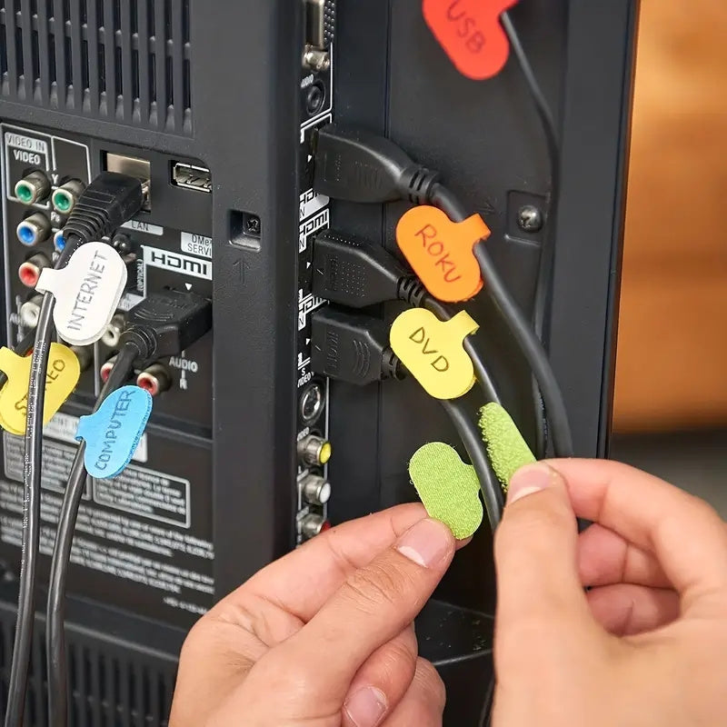 20pcs Reusable Cable Labels Set - Write-on, Easy Identification, Durable Polyamide Material, Cable Management and Organizer for Electronics, Computers, and More