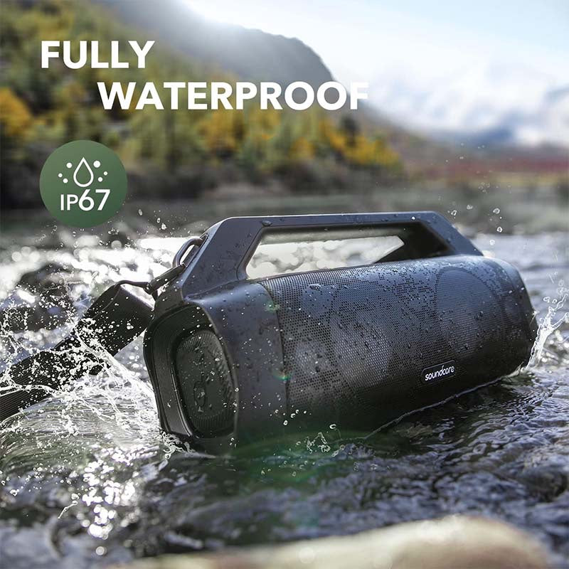 Soundcore Motion Boom Plus IP67 Portable Speaker, 80W Stereo Sound, Custom EQ & BassUp, Built-in Power Bank, Waterproof Bluetooth Speaker for Camping, Beach, and Backyard