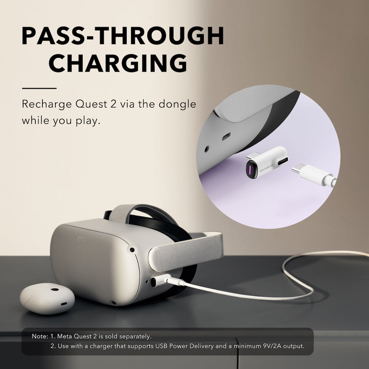 Refurbished--Anker soundcore VR P10 Wireless Gaming Earbuds, Authorized Meta/ for Oculus Quest 2 Accessories, 30ms Low Latency, Dual Connection, Bluetooth, 2.4GHz Wireless, USB-C Dongle, for PS5, for Switch Compatible