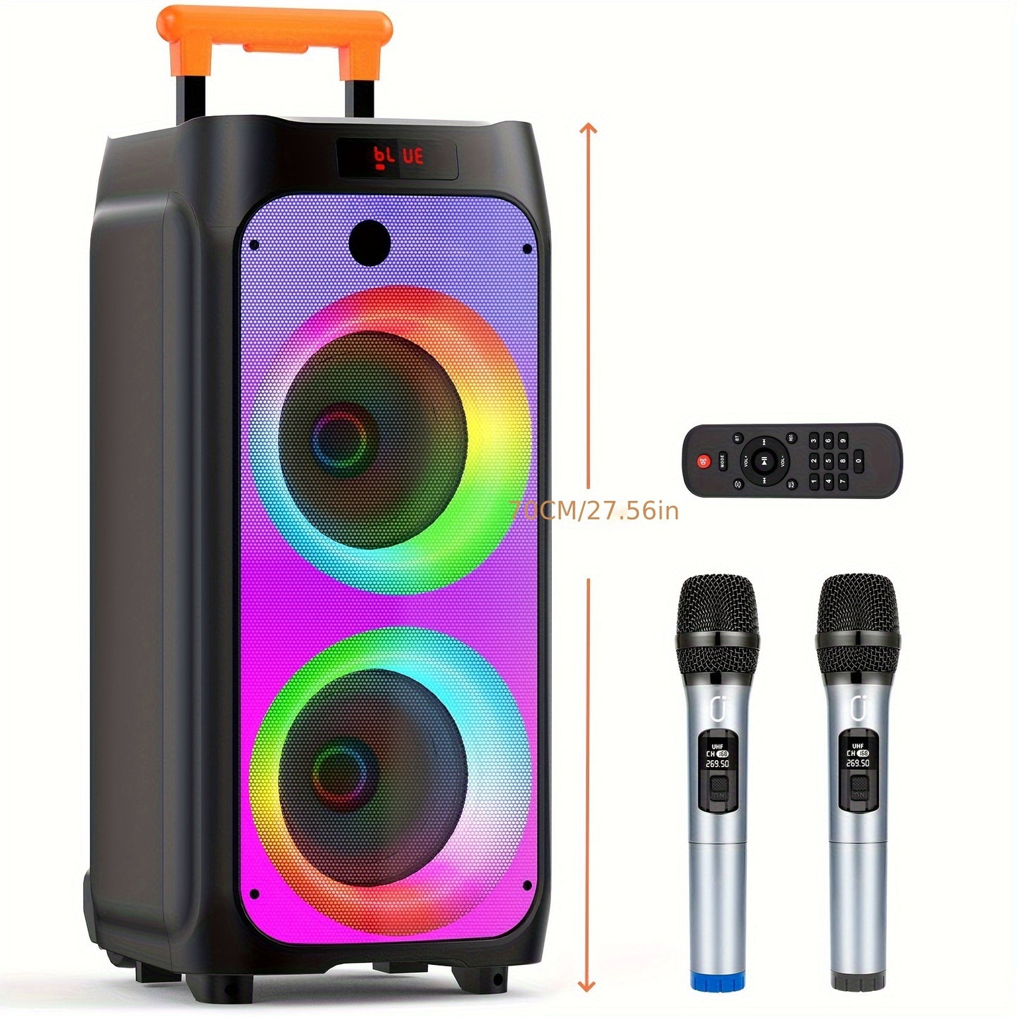 JYX Large Karaoke Machine with Wireless Microphones, Portable Bluetooth Speaker for Outdoor Parties, Weddings, and Home Entertainment