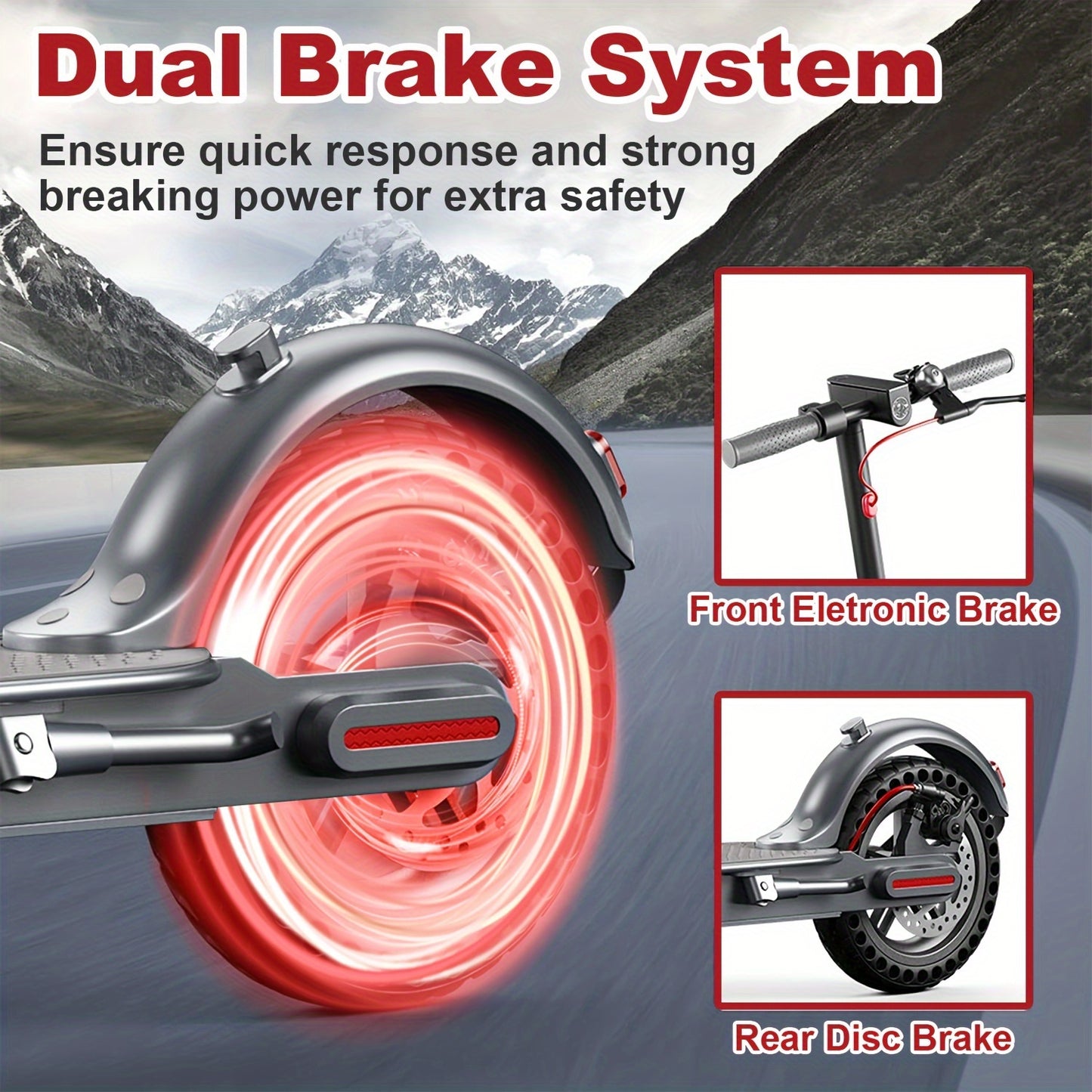 Electric Scooter HT-T4 PRO 36V 10AH Battery 350W Motor 8.5 Inch Honeycomb Tire 19Mph & 23Miles Dual Braking For Adults