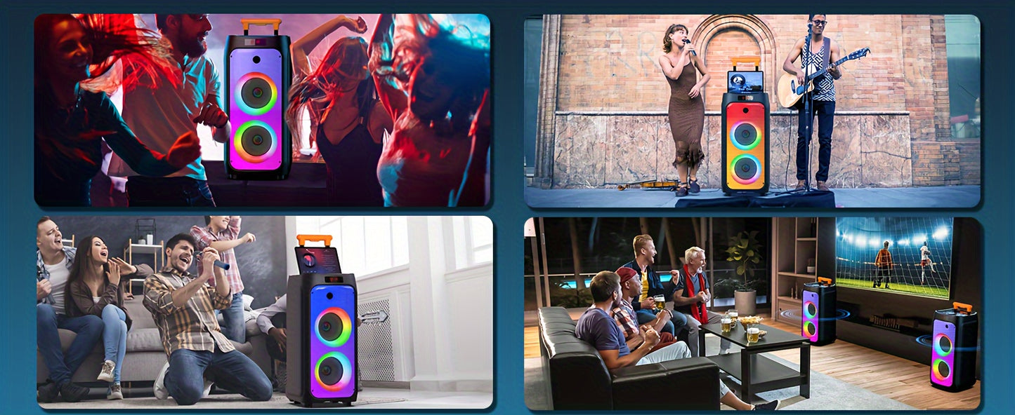 JYX Large Karaoke Machine with Wireless Microphones, Portable Bluetooth Speaker for Outdoor Parties, Weddings, and Home Entertainment