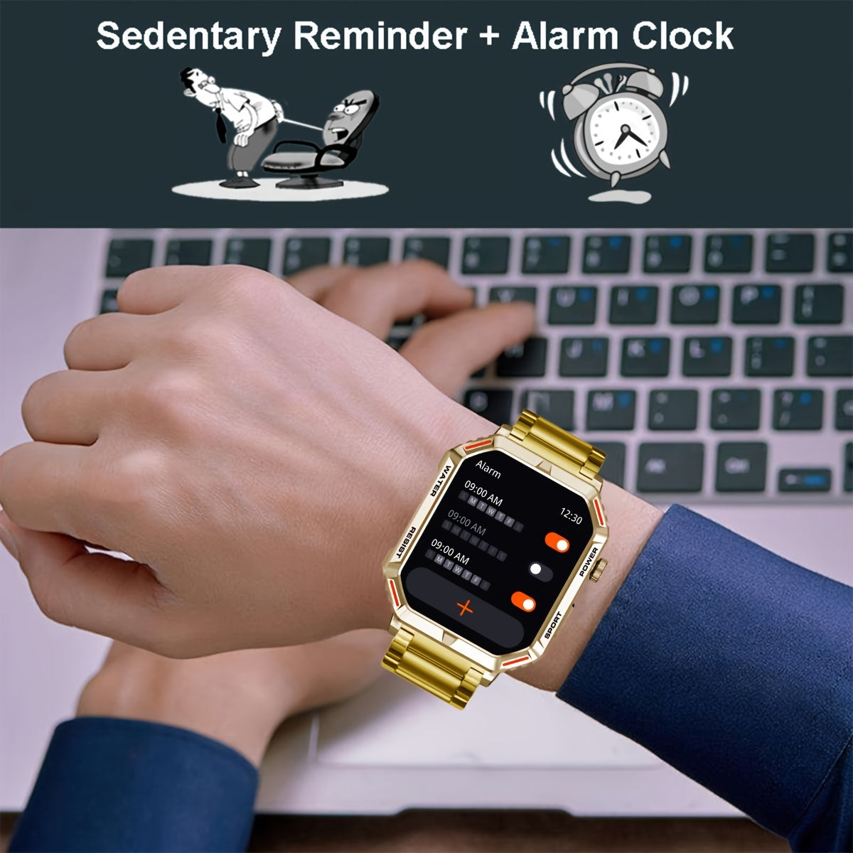 1.96inch Ultra-Slim Smartwatch for Men and Women - Wireless Call Making, Answering, Rejecting, Full Touch Screen, Heart Rate Monitor, Fitness Tracker, Compatible with Android and iPhone Phones