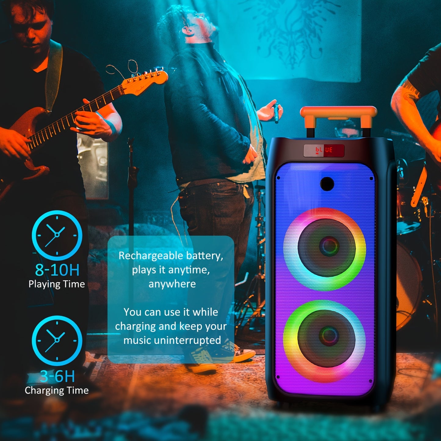 JYX Large Karaoke Machine with Wireless Microphones, Portable Bluetooth Speaker for Outdoor Parties, Weddings, and Home Entertainment