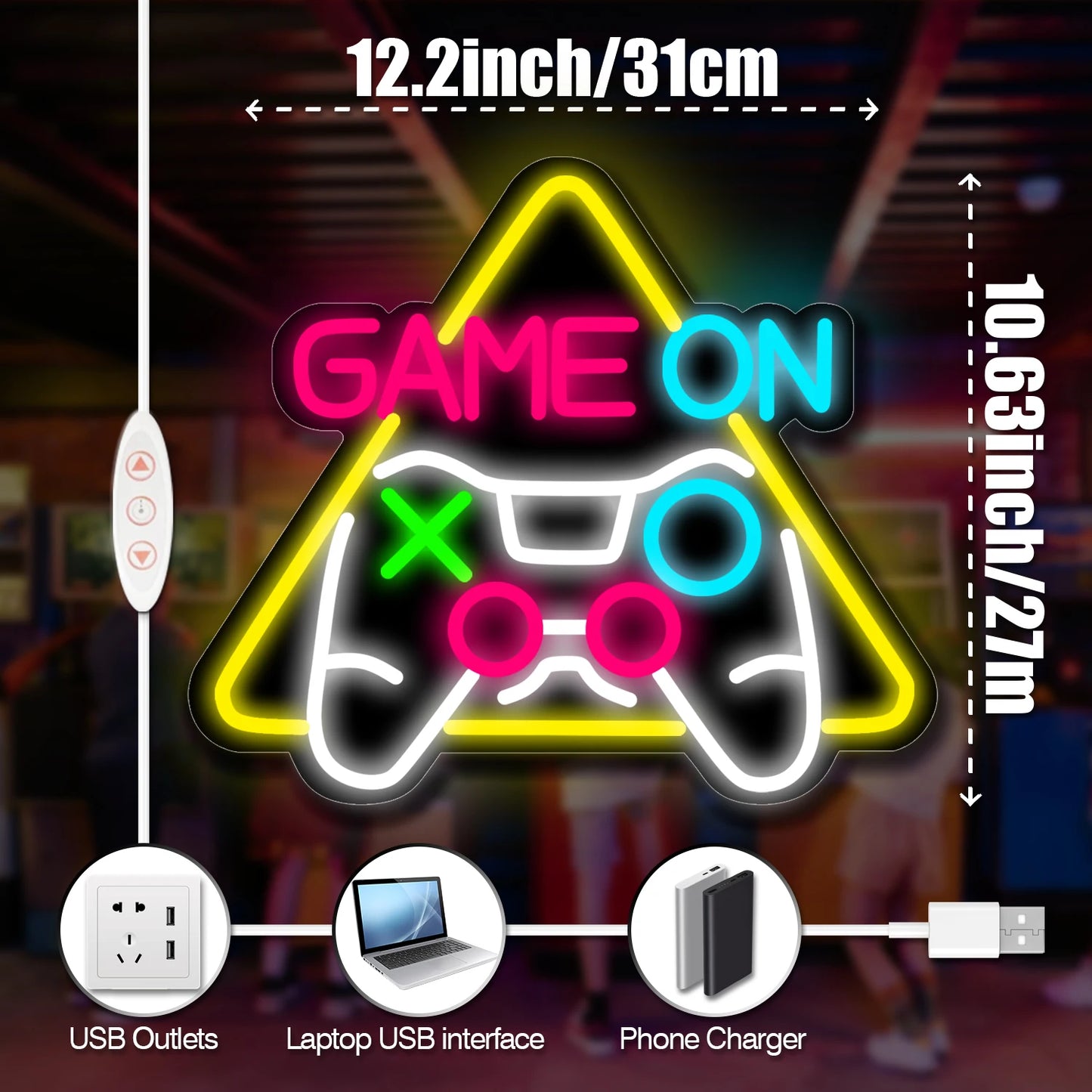 1 game neon sign - player led sign for video/PC game room, walls, game area, bedroom, Man Cave decoration - game light gift