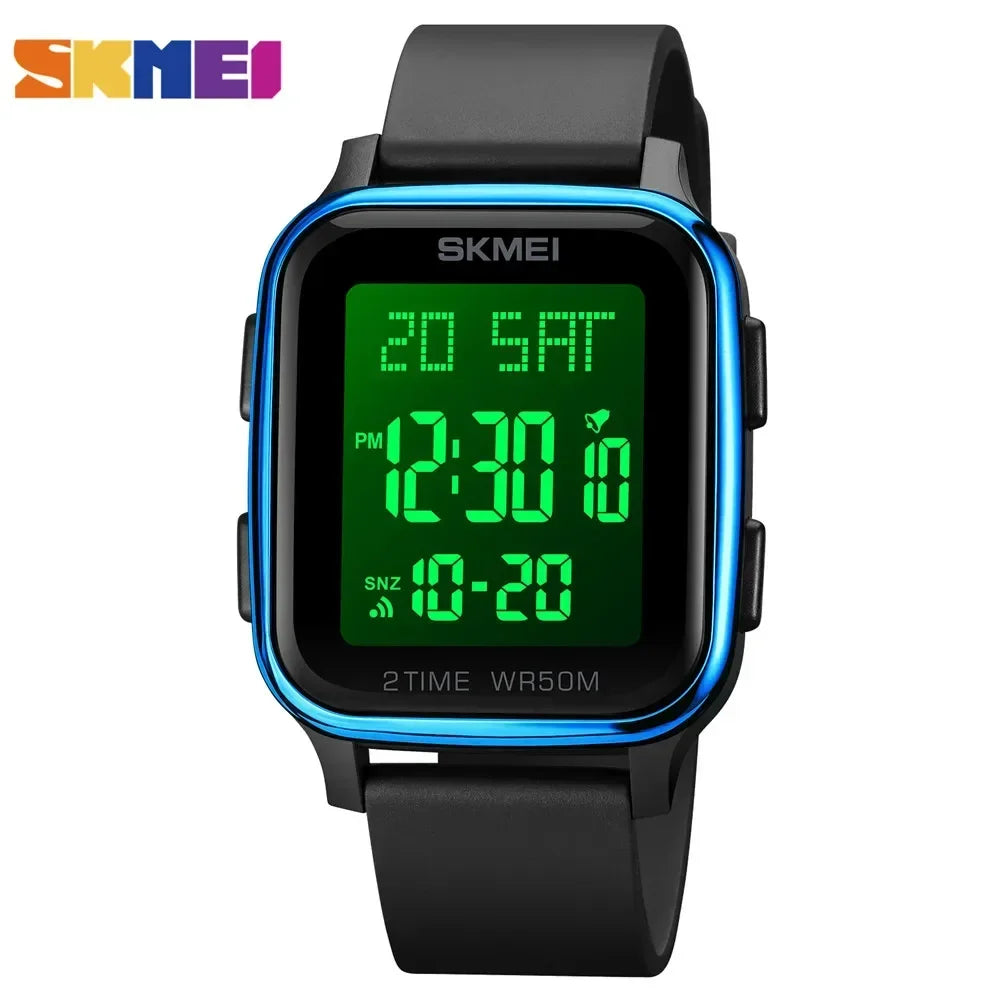 SKMEI 1858 Clock reloj hombre Fashion LED Light Digital Watch Mens 5Bar Waterproof Calendar Countdown Electronic Wristwatche