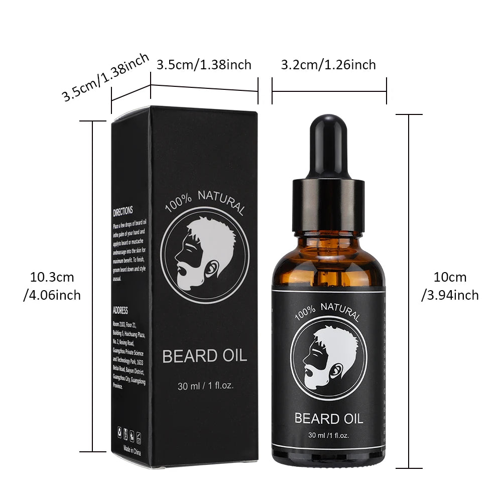 30ml Beard Oil For Men Deep Moisturizing Nourishing Beard Care Essence Oil Smooth Soften Shiny Anti-frizz Plant Beard Serum