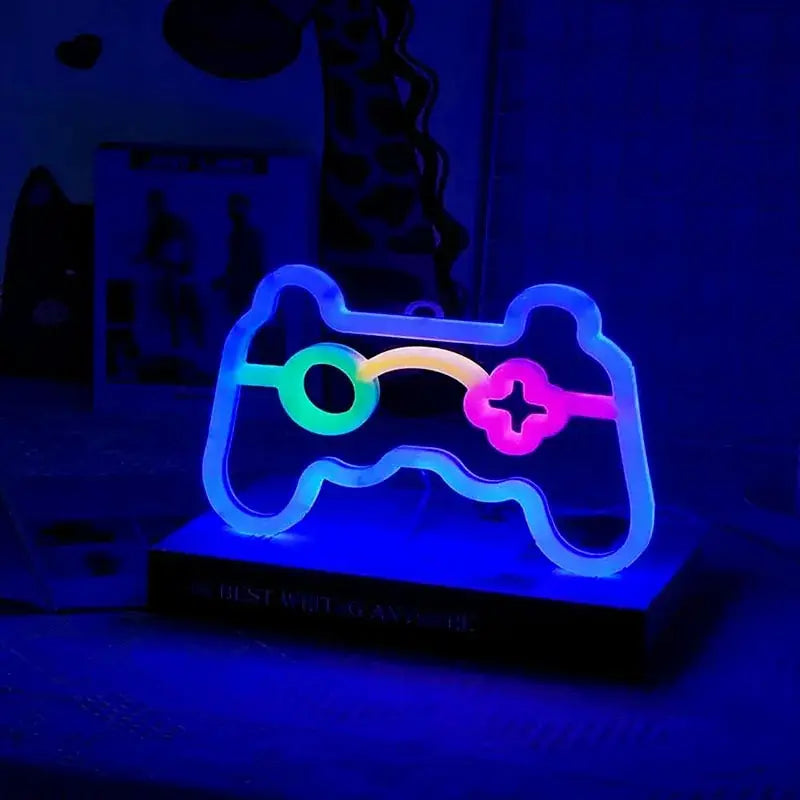 Gamer Neon Sign Lights, LED Game Controller Neon Sign for Gamer Room Decor, USB Or Battery Powered Gaming Neon Sign Table Lamp