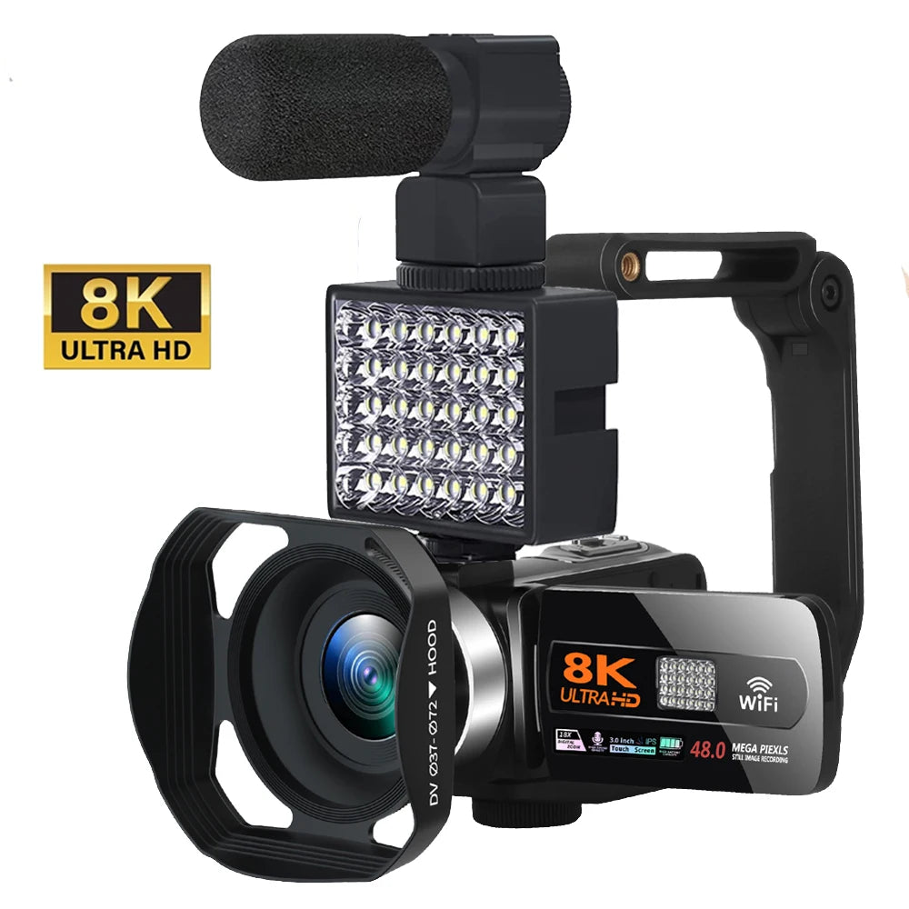 8K Professional Camcorder WIFI Digital Video Camera For Youtube Streaming Vlog Recorder 16X Time-Lapse Webcam Stabilizer Cam