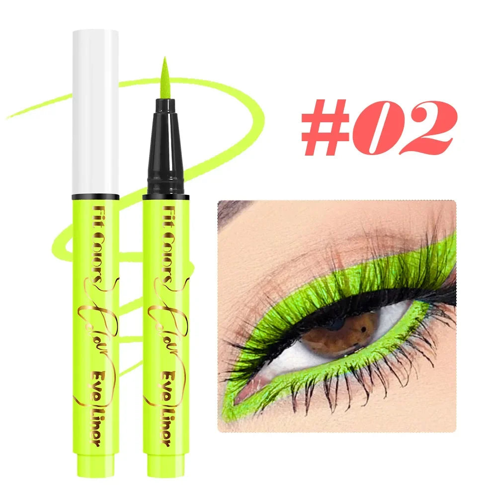 12Colors Liquid Eyeliner Neon Colored Halloween Liner Eyeliner Pen Waterproof UV Blacklight Fluorescent Face Body Paint Makeup