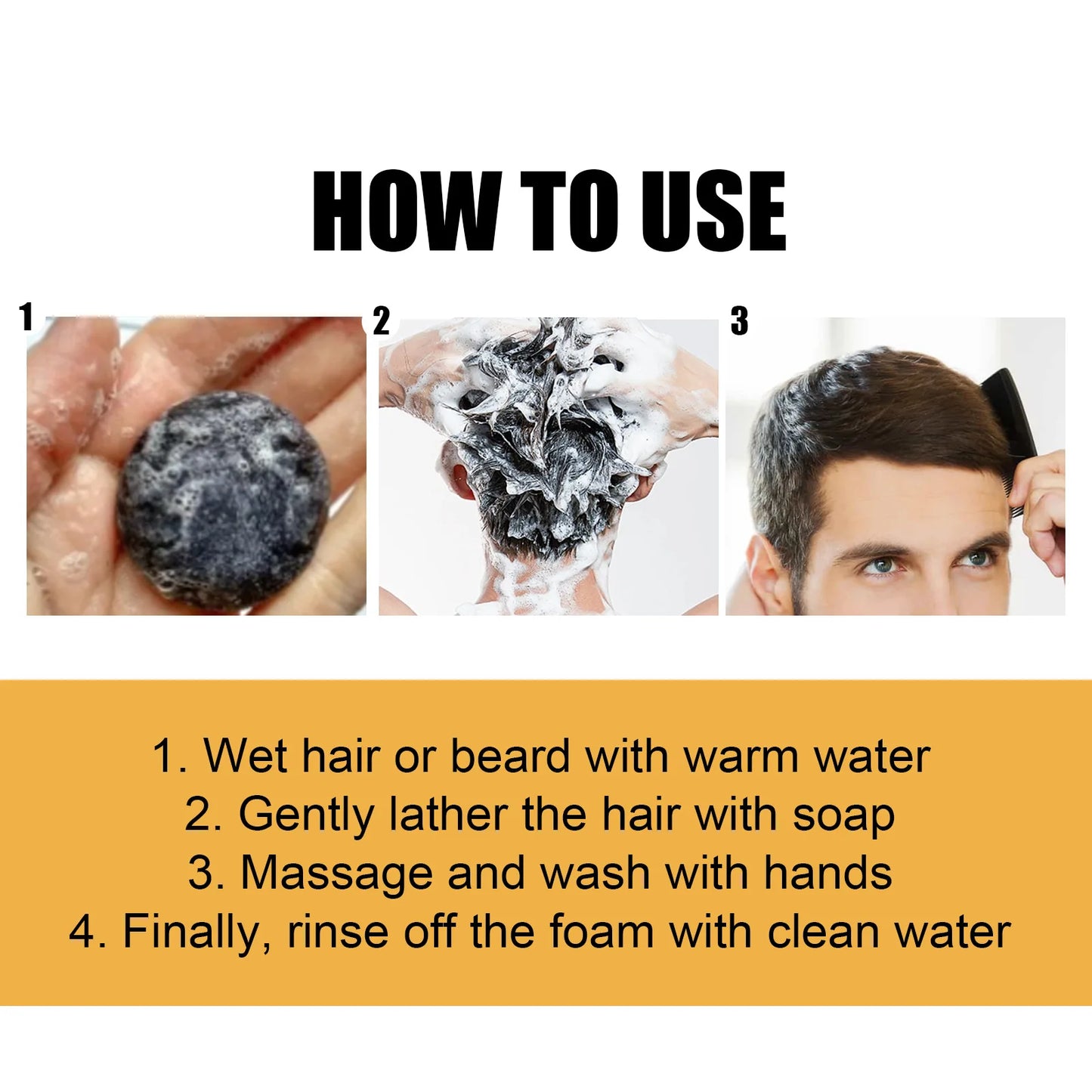 Hair strengthening shampoo soap, hair soap, cleansing scalp, soften hair strong hair, men and women usually hair care products,