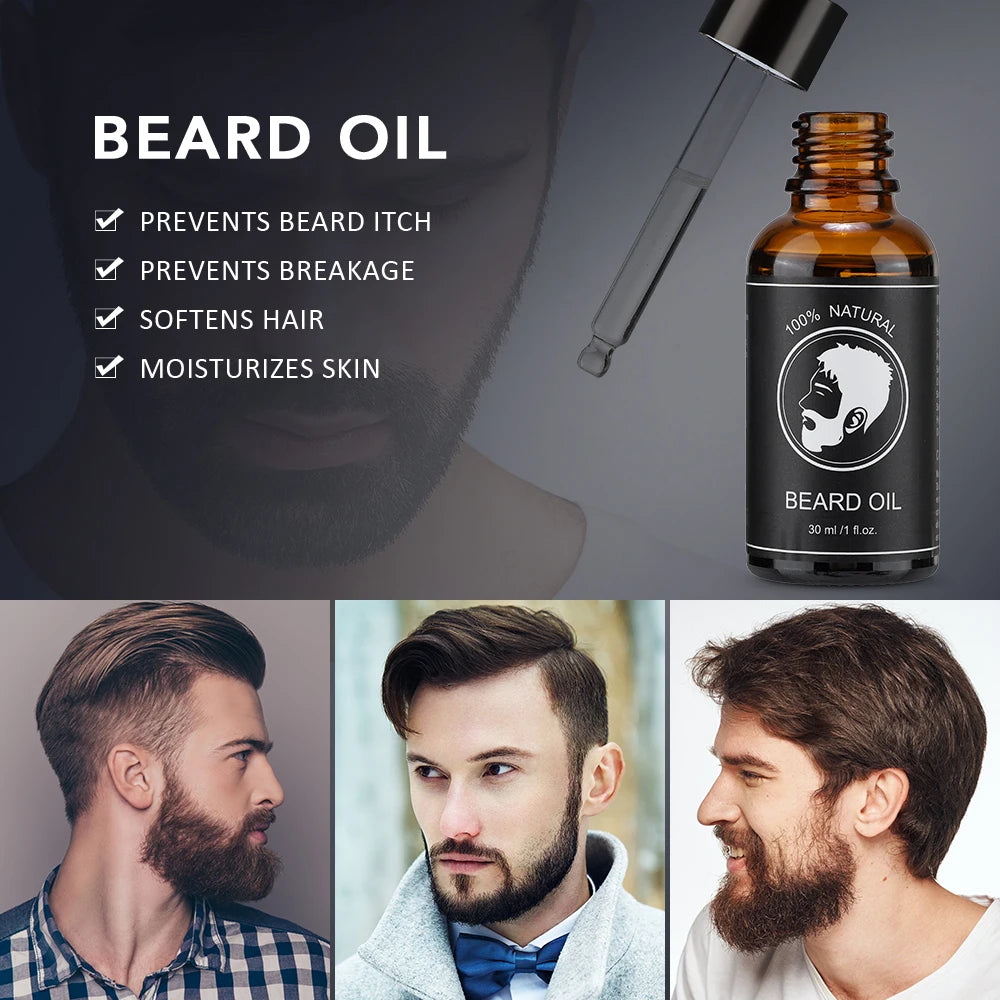 30ml Beard Oil For Men Deep Moisturizing Nourishing Beard Care Essence Oil Smooth Soften Shiny Anti-frizz Plant Beard Serum