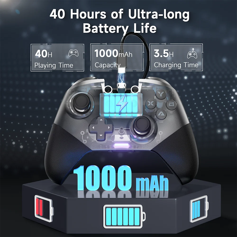 EasySMX X10 Hall Effect Controller (No Drift, No Deadzone),Wireless Bluetooth Controller with Motion Control For PC/Switch/Phone