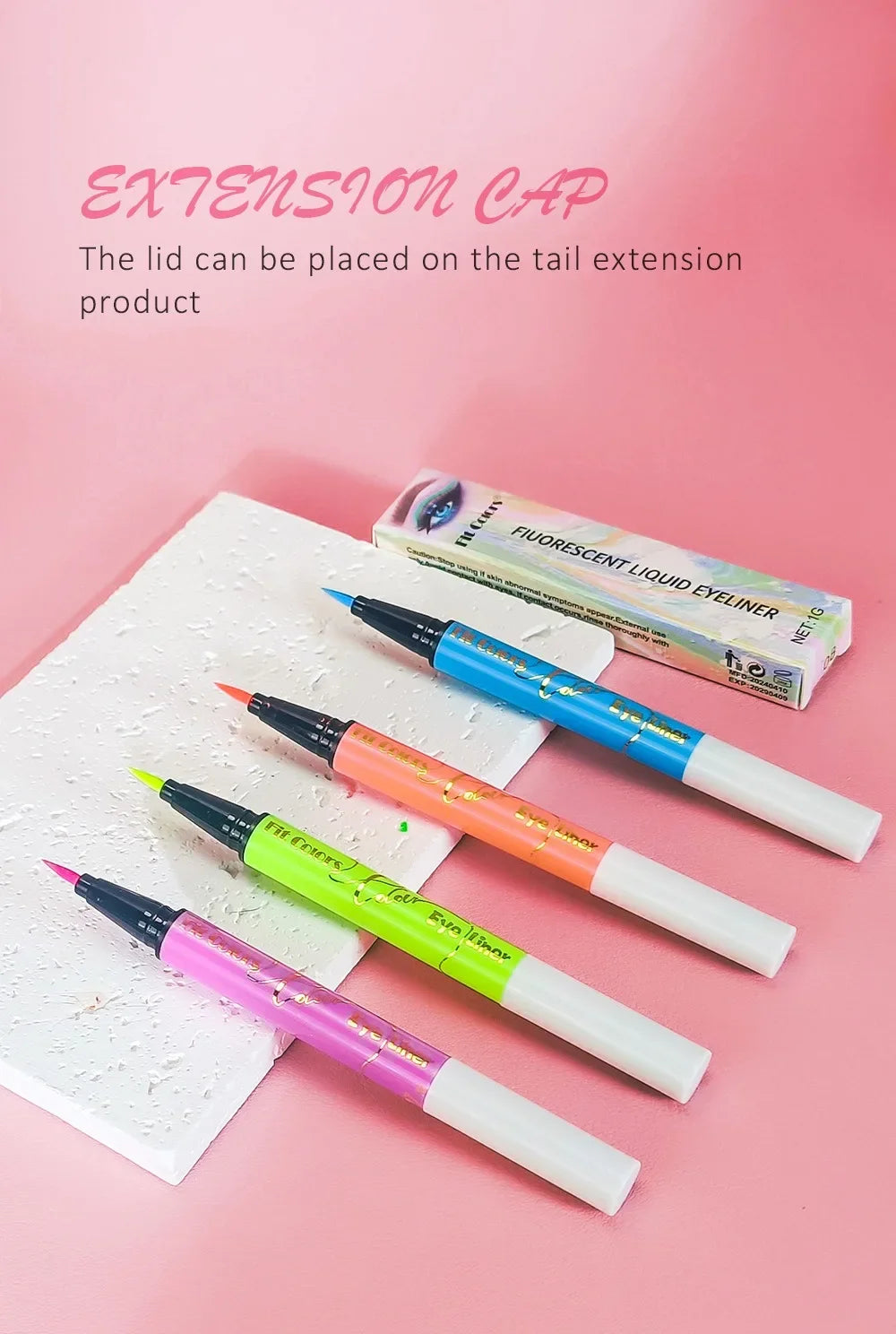 12Colors Liquid Eyeliner Neon Colored Halloween Liner Eyeliner Pen Waterproof UV Blacklight Fluorescent Face Body Paint Makeup