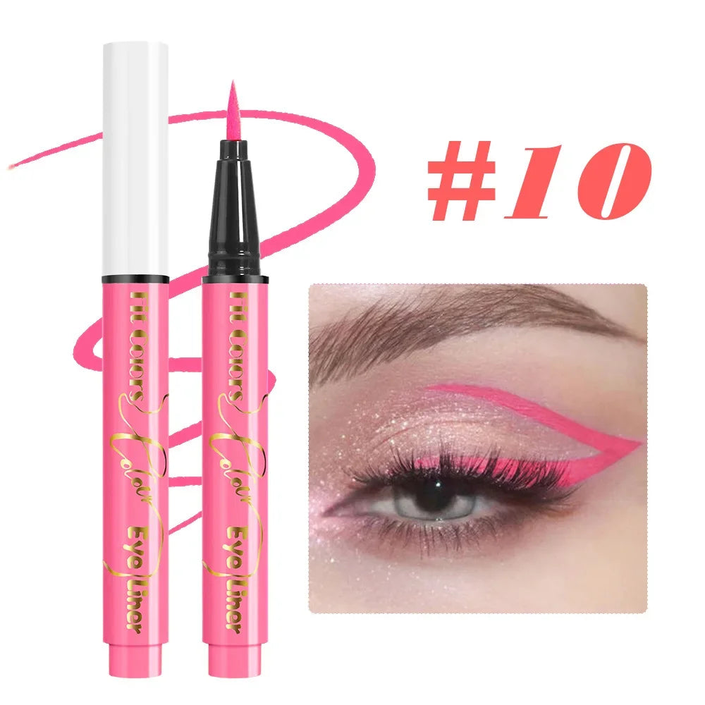 12Colors Liquid Eyeliner Neon Colored Halloween Liner Eyeliner Pen Waterproof UV Blacklight Fluorescent Face Body Paint Makeup