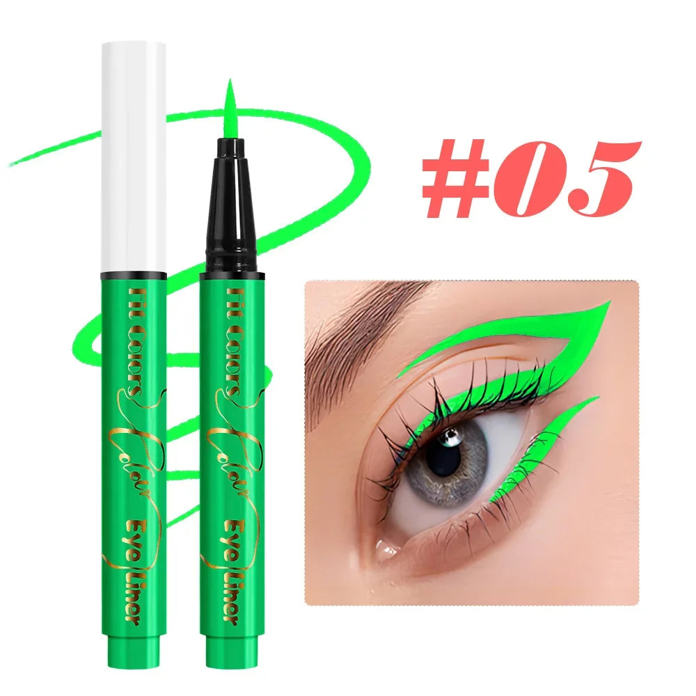 12Colors Liquid Eyeliner Neon Colored Halloween Liner Eyeliner Pen Waterproof UV Blacklight Fluorescent Face Body Paint Makeup