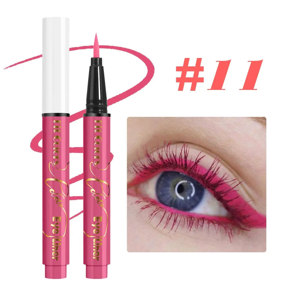 12Colors Liquid Eyeliner Neon Colored Halloween Liner Eyeliner Pen Waterproof UV Blacklight Fluorescent Face Body Paint Makeup