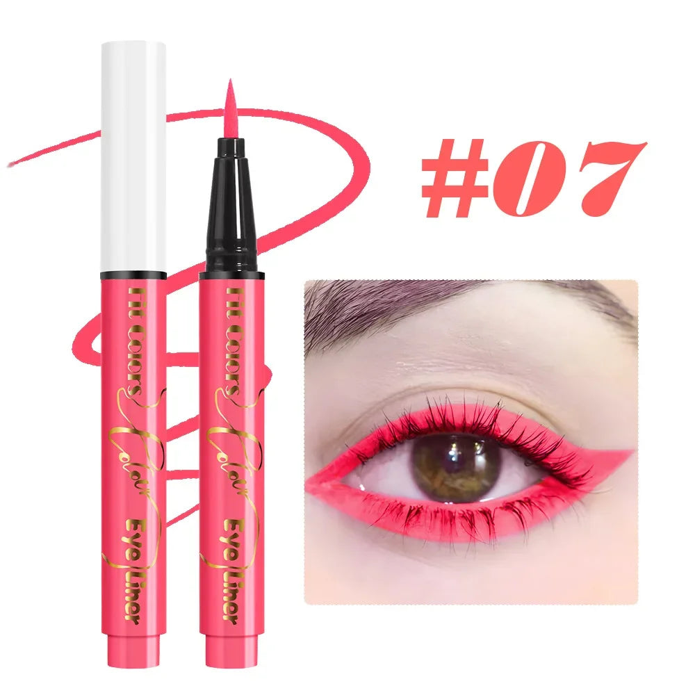 12Colors Liquid Eyeliner Neon Colored Halloween Liner Eyeliner Pen Waterproof UV Blacklight Fluorescent Face Body Paint Makeup