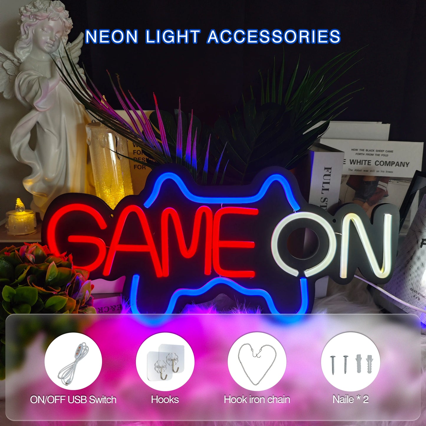 1 game neon sign - player led sign for video/PC game room, walls, game area, bedroom, Man Cave decoration - game light gift