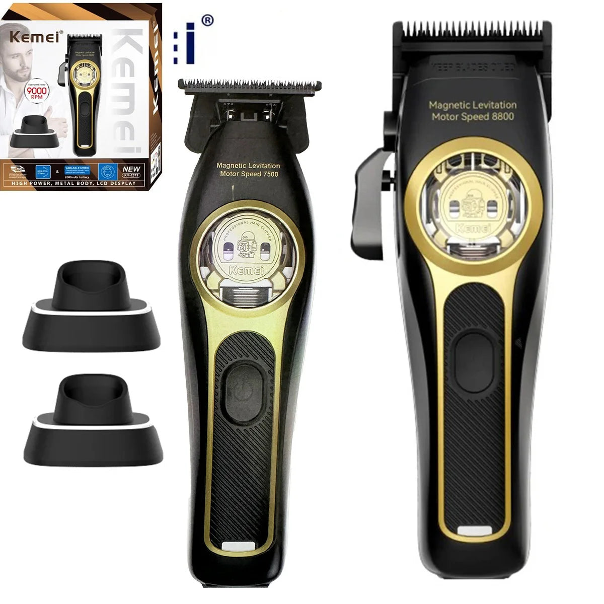 Kemei 2373 2268 Barber Hair Clippers Professional Cordless Hair Trimmer Electric Men Finish Hair Cutting Machine Vector Motor