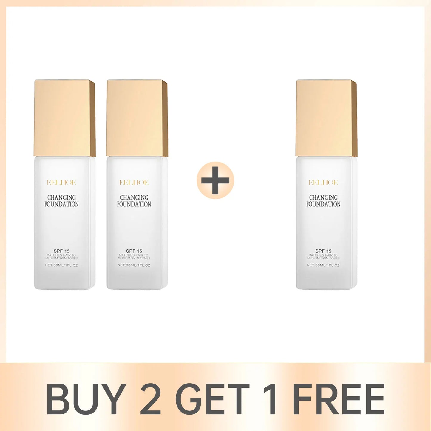 EELHOE Color Changing Foundation Liquid Waterproof Contour Concealer Soft Matte Long Lasting Hydrating Foundation Base Cosmetics
