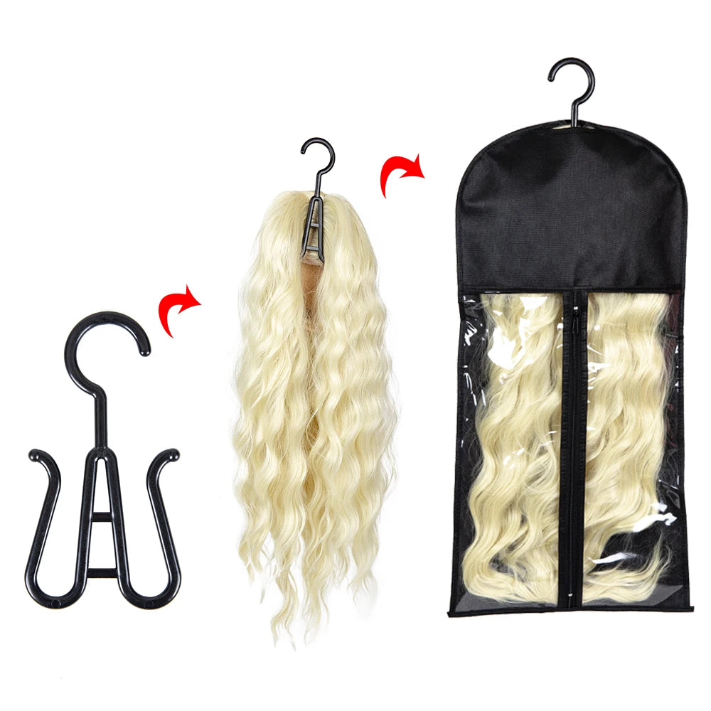 Wig Storage Bag Extra Long Hair Extension Storage Bag With Hanger For Wigs Hair Extensions Hairpiece Wig Bag With Wig Hanger