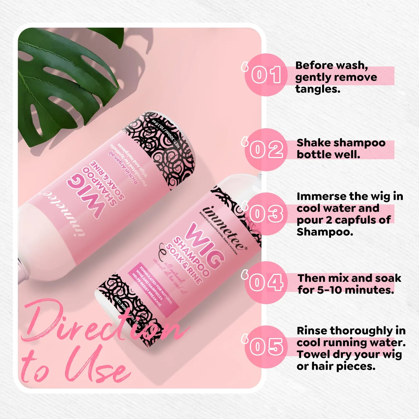 Wig Shampoo Professional Wig Solution for Human and Synthetic Hair Wig Braided Hair Pieces To Clean, Restore and Nourish Hair
