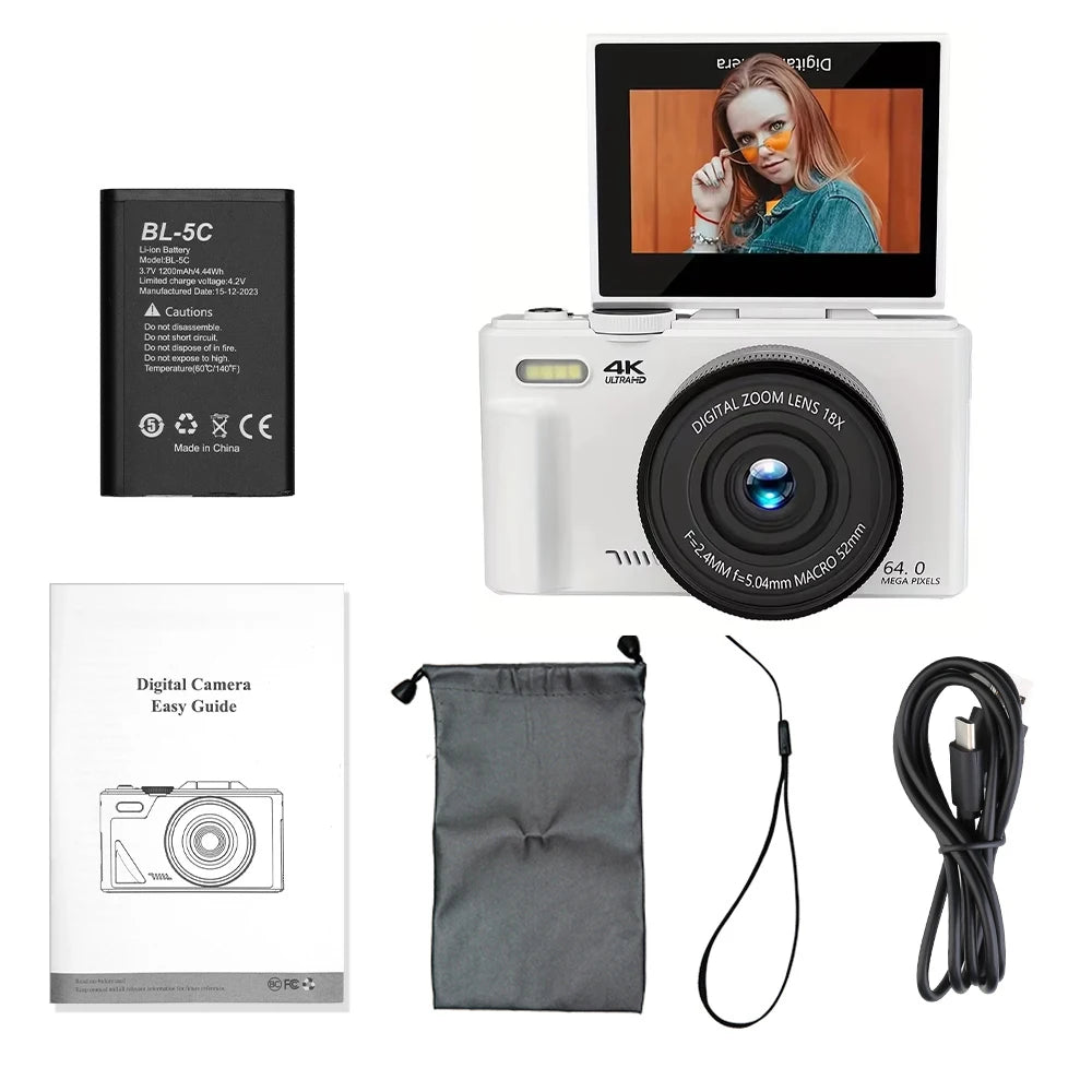 Digital Camera 4K 48MP 3.0 Inch Rotatable Screen 18X Digital Zoom WiFi Video Camcorder Vlog Recorder YouTub Webcam Cameras