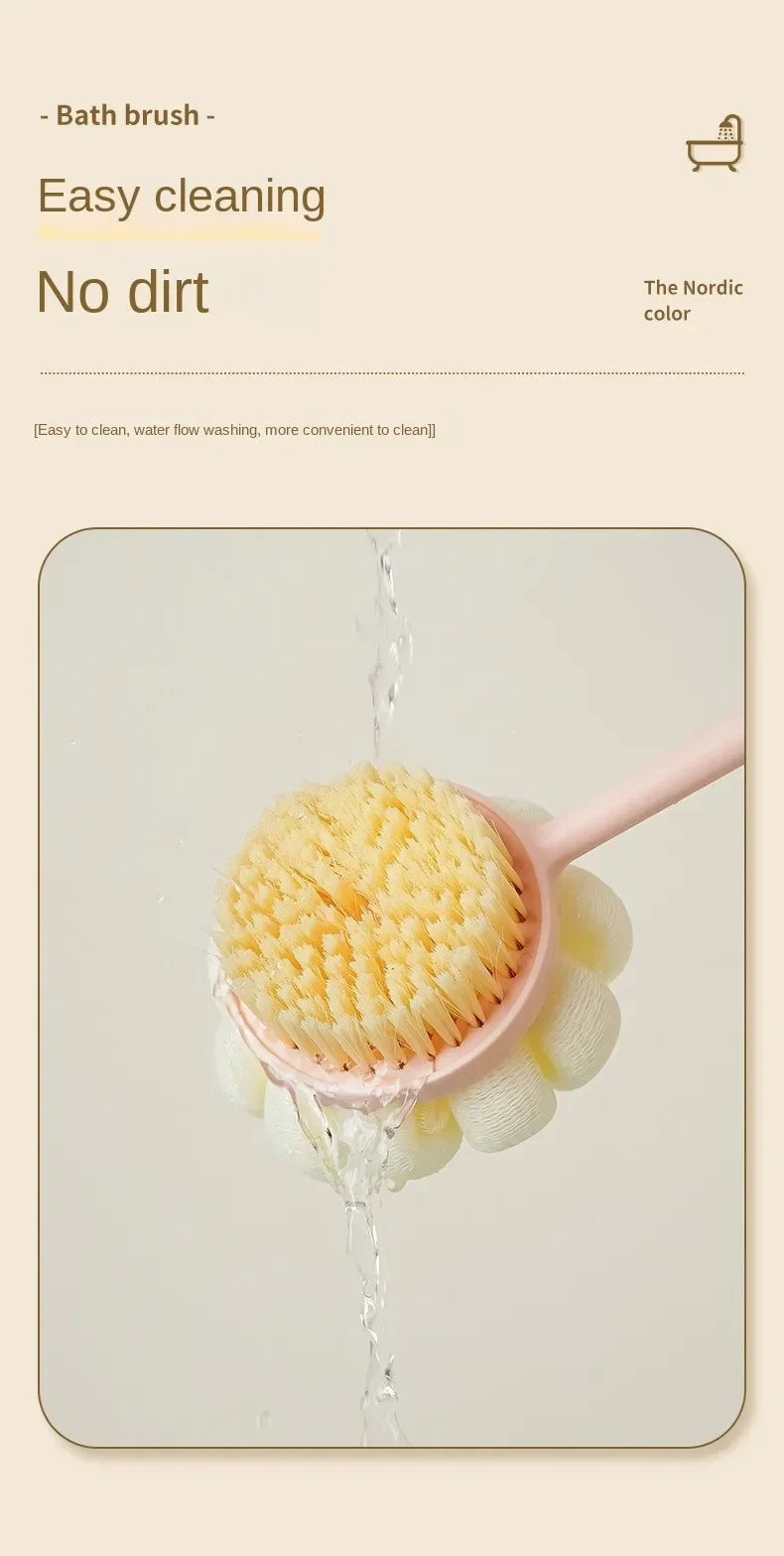 Bath Brush Back Body Bath Shower Sponge Scrubber Brushes With Handle Exfoliating Scrub Skin Massager Exfoliation Bathroom Brush