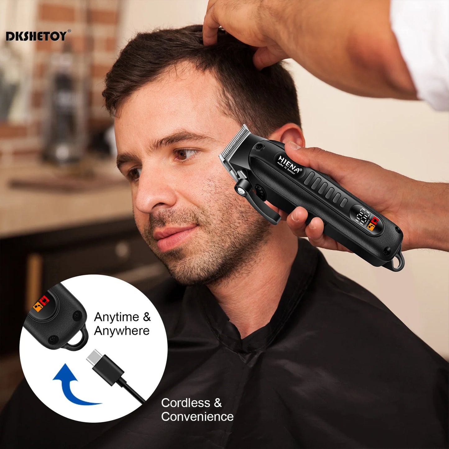 Professional Barber Clippers Digital Display Sharp Blade HYN-222 Electric Clipper for Haircut Beard Shaver Barbershop
