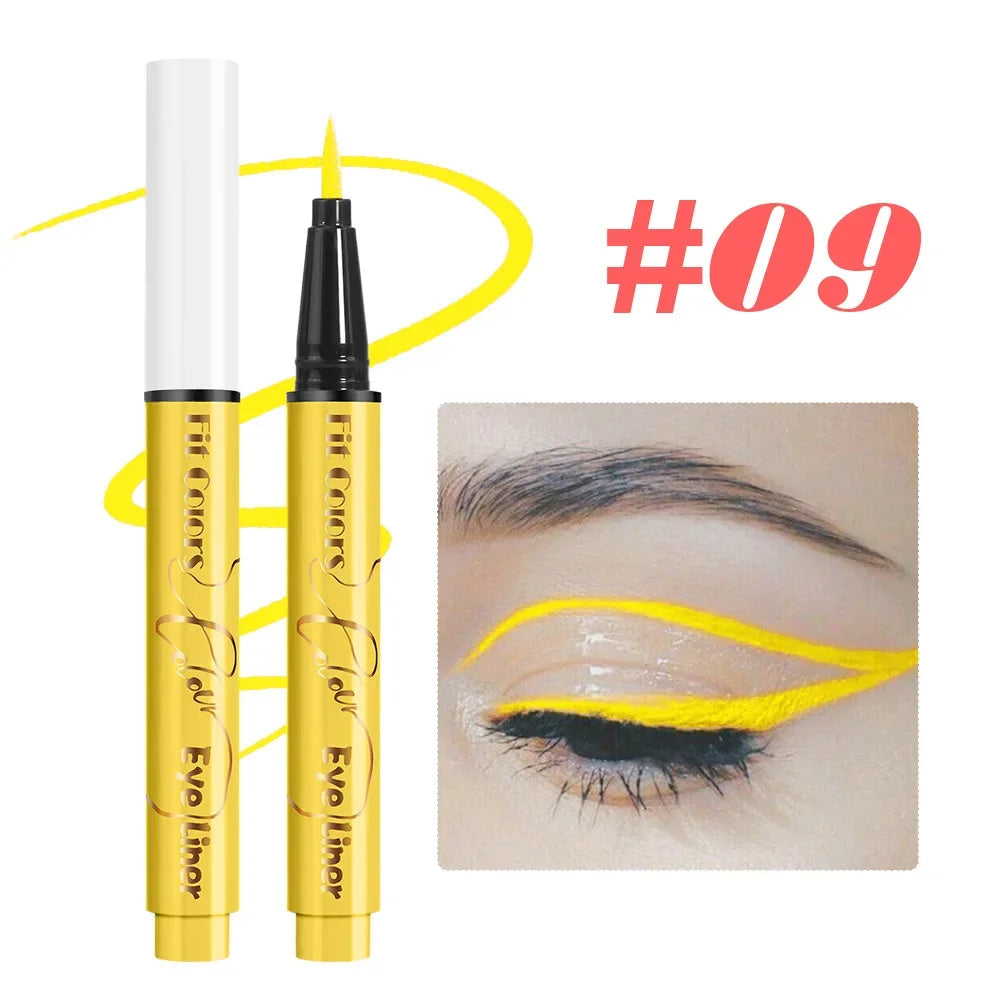 12Colors Liquid Eyeliner Neon Colored Halloween Liner Eyeliner Pen Waterproof UV Blacklight Fluorescent Face Body Paint Makeup