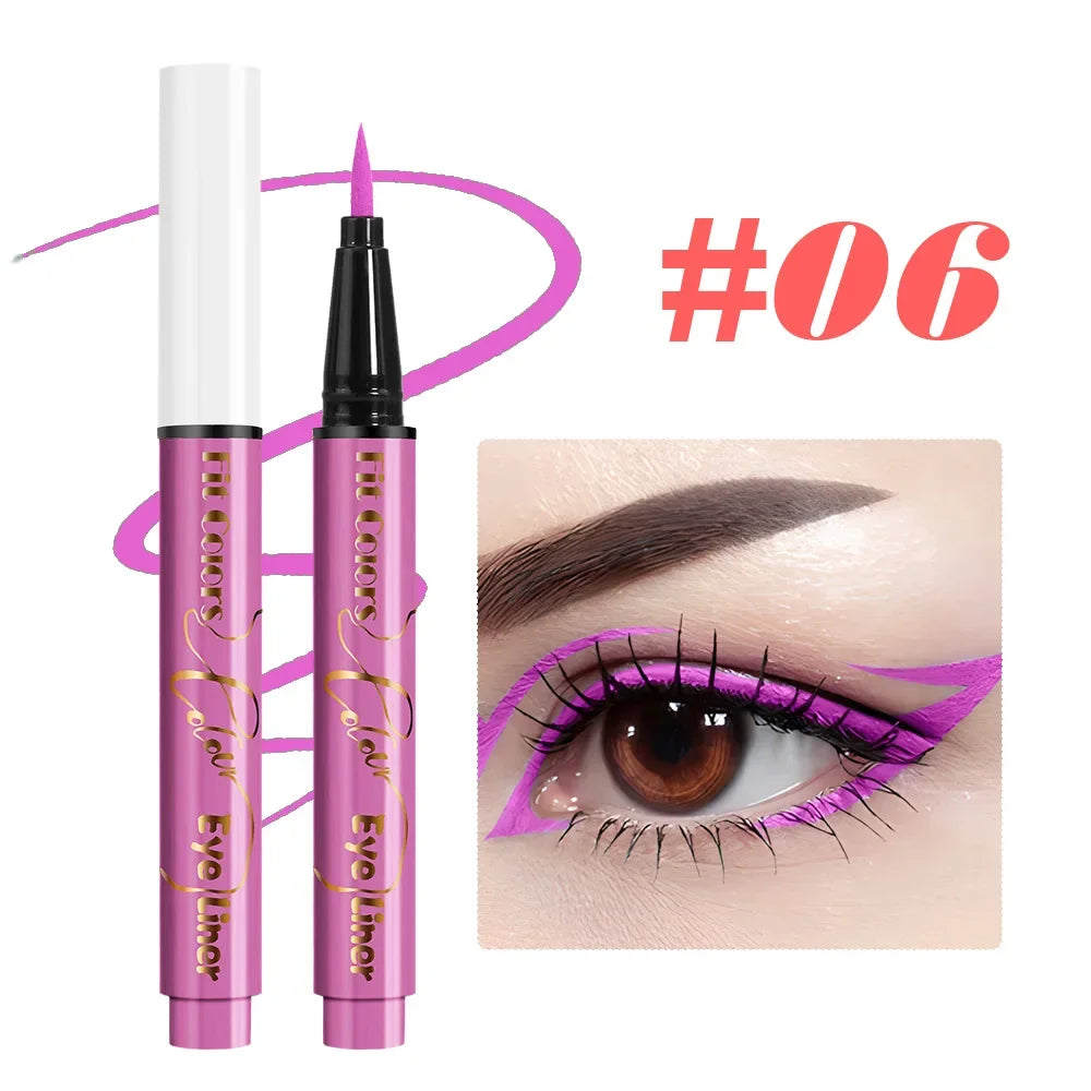 12Colors Liquid Eyeliner Neon Colored Halloween Liner Eyeliner Pen Waterproof UV Blacklight Fluorescent Face Body Paint Makeup