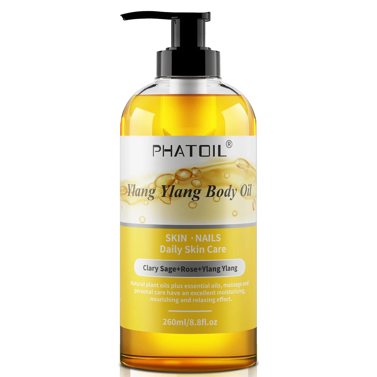 PHATOIL 260ML Vanilla Body Oil For Skin Face Care Massage Oil Repairing Smoothing Skin Care Ginger Grapefruit Essential Body Oil