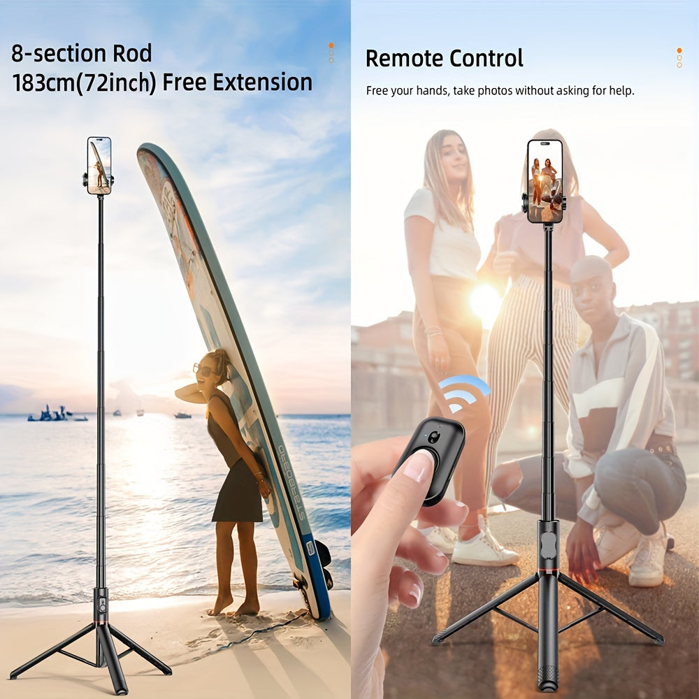 HKXYK 72" Selfie Stick, Aluminum Alloy Telescopic Stick, All-in-one Selfie Stick, Sturdy Tripod, Portable, Lightweight, Expandable, Compatible For IOS, And Various Android Phones, Is A Good Helper Video Recording, Vlogging, l