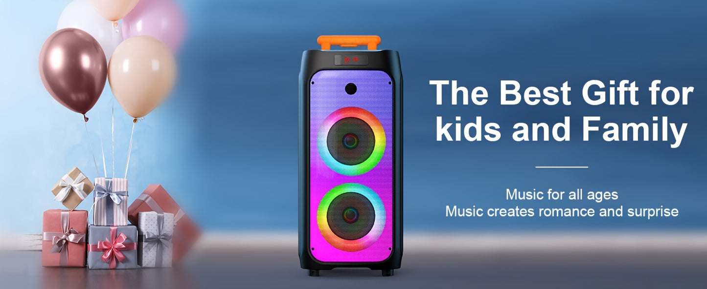 JYX Large Karaoke Machine with Wireless Microphones, Portable Bluetooth Speaker for Outdoor Parties, Weddings, and Home Entertainment