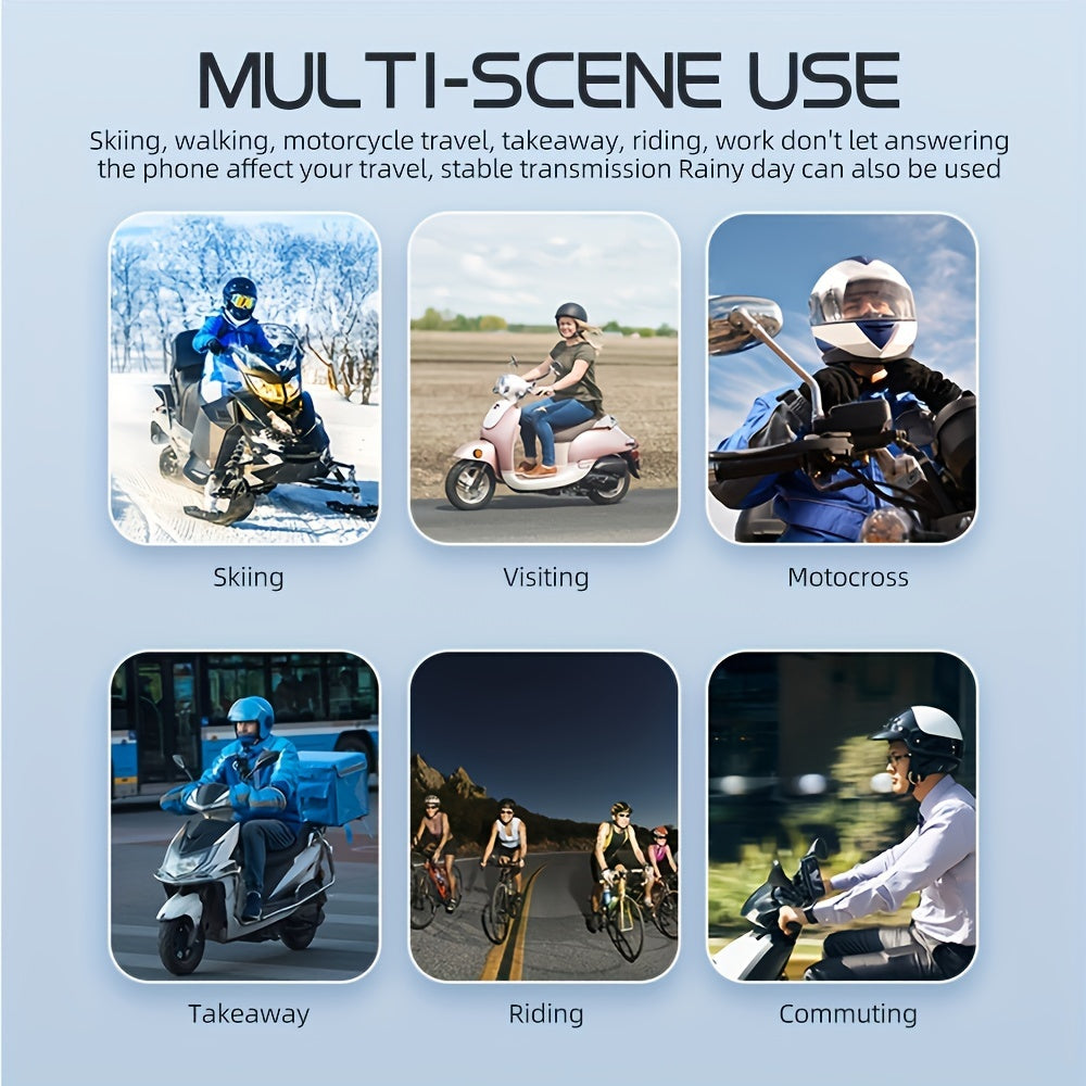 Y10 1000mAh Motorcycle Helmet Headset - Voice Control, Wireless, Hands-Free Calling & Music - For Motorcyclists - Bluetooth Headset - Perfect Gift for Riders