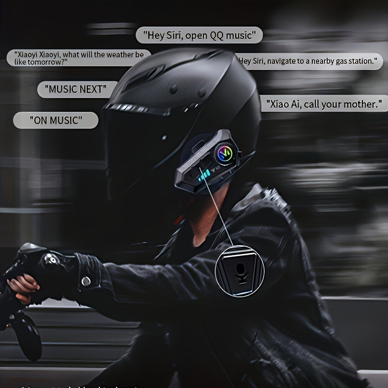 Y10 1000mAh Motorcycle Helmet Headset - Voice Control, Wireless, Hands-Free Calling & Music - For Motorcyclists - Bluetooth Headset - Perfect Gift for Riders