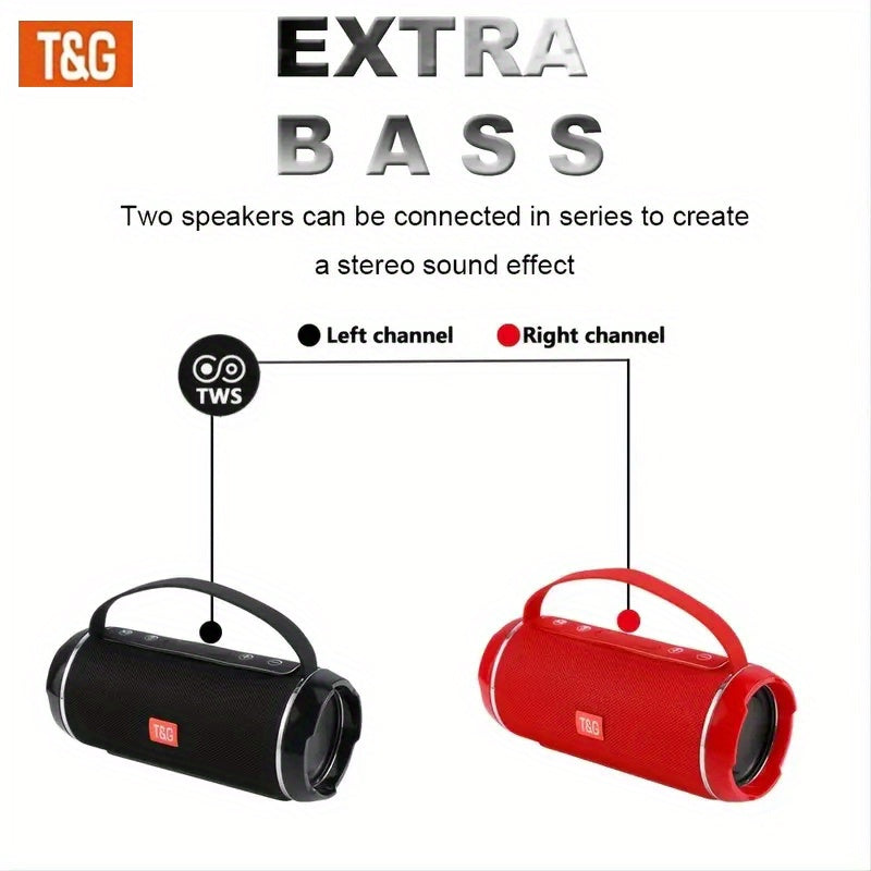 T&G TG116C Portable Wireless Speaker, 5.0 Surround Sound, USB/TF/FM Broadcast, 10m Connectivity, Rechargeable Lithium Battery, Type-C Charging, for Mobile/Tablet/TV, Party Companion