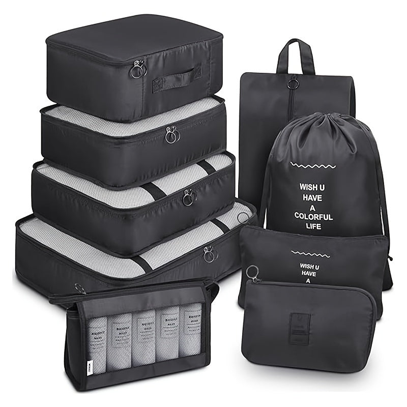 9 Set Packing Cubes with Shoe Bag & Electronics Bag - Luggage Organizers Suitcase Travel Accessories Baskets, Bins & Containers