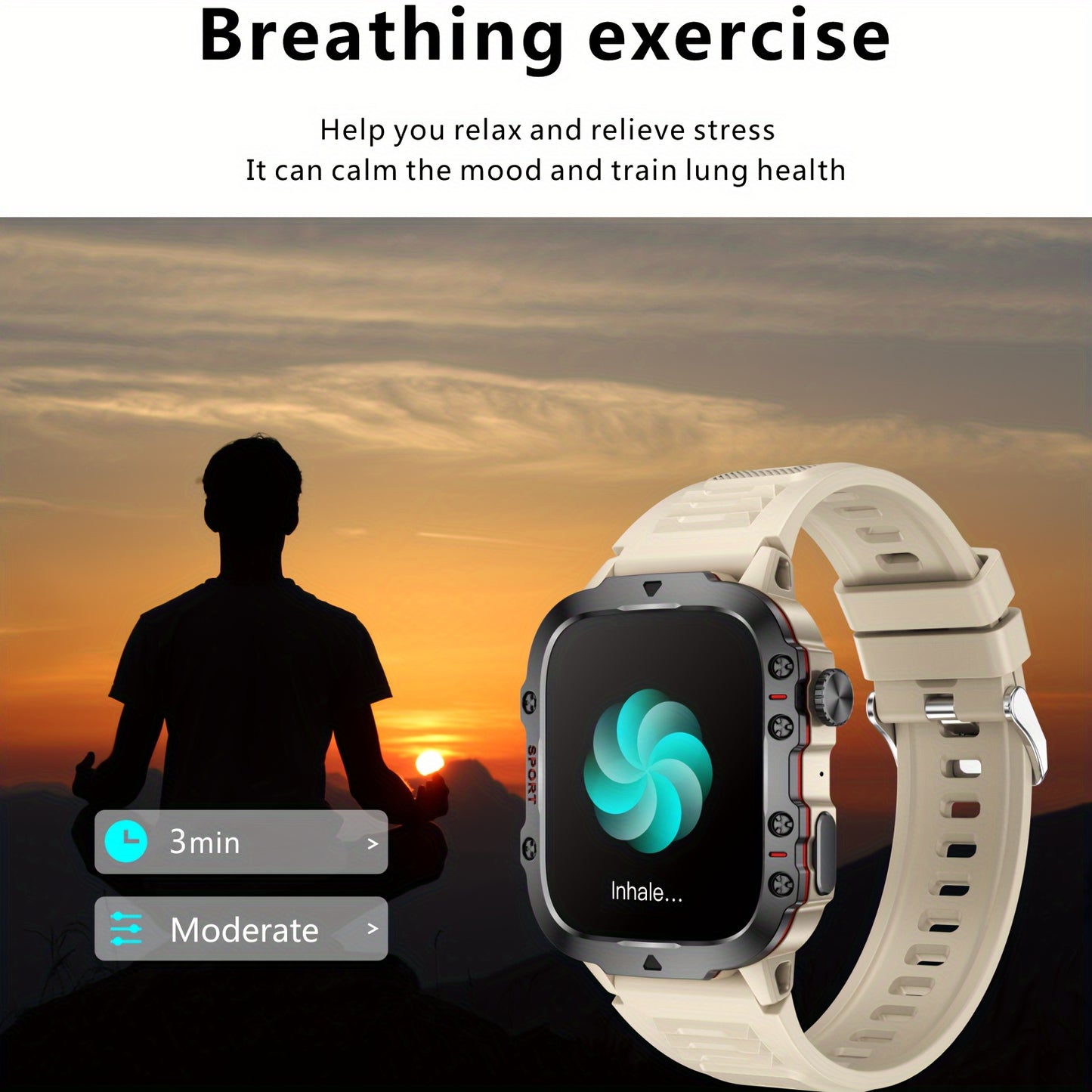 Tactical Outdoor Smartwatch (Answer/Make Calls), 1.96'' Smart Watch For IPhone And Android Phones, Waterproof Sport Watch With Lock-Screen/100+Sport Modes/Long Battery Life/Weather Forecast/Alarm Clock/ Good Gifts For Sportsm