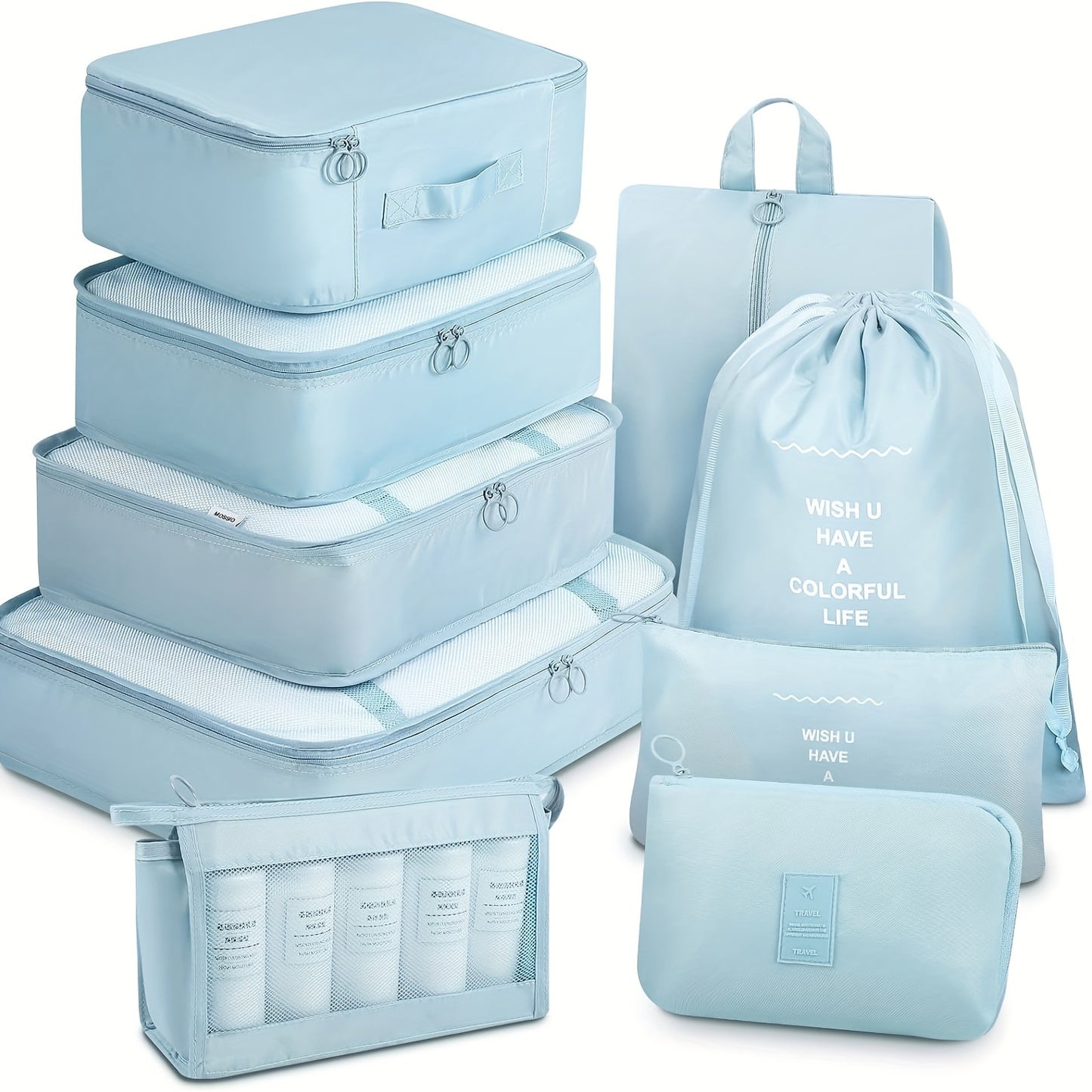9 Set Packing Cubes with Shoe Bag & Electronics Bag - Luggage Organizers Suitcase Travel Accessories Baskets, Bins & Containers