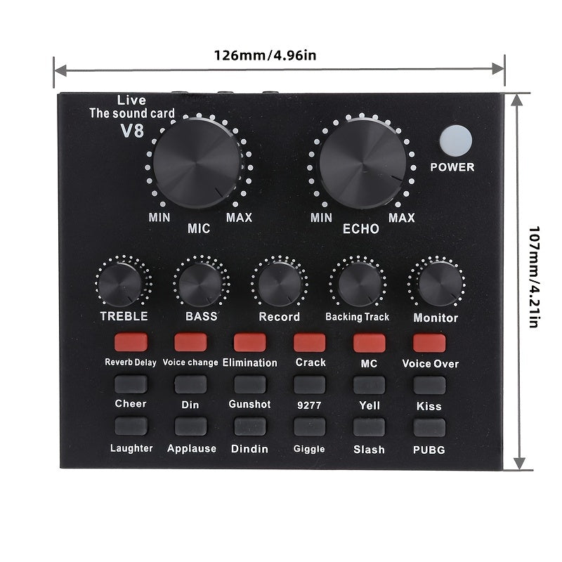 V8 Sound Card Live Broadcast Equipment Set, Influencer Singing Game Dubbing Recording Recording Capacitive Microphone, Noise Reduction Microphone Mobile Phone Computer Universal Eid Al-Adha Mubarak