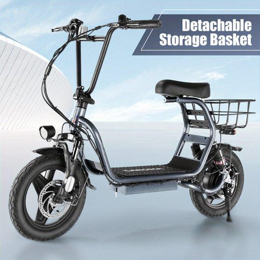 CAROMA 500W Electric Scooter For Adults, 48V Battery, 25 Miles Long Range, 20MPH Top Speed, 3 Speed Modes, 300lbs Max Load, With Shock-Absorbing Seat & Removable Basket, Easy To Assemble, Portable Adult Commuter Scooter