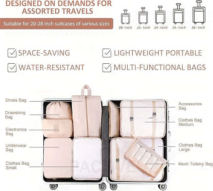 9 Set Packing Cubes with Shoe Bag & Electronics Bag - Luggage Organizers Suitcase Travel Accessories Baskets, Bins & Containers