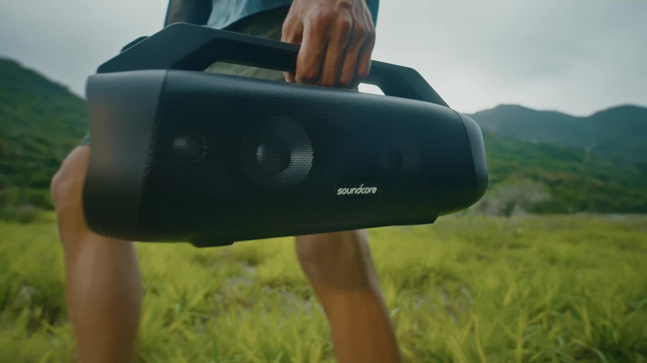 Soundcore Motion Boom Plus IP67 Portable Speaker, 80W Stereo Sound, Custom EQ & BassUp, Built-in Power Bank, Waterproof Bluetooth Speaker for Camping, Beach, and Backyard
