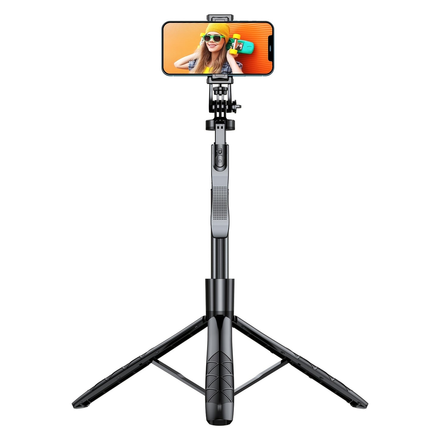 61" Selfie Stick Tripod, All In One Extendable Phone Tripod Stand With Wireless Remote 360° Rotation For IPhone And Android Phone Selfies, Video Recording, Vlogging, Live Streaming, Aluminum, black