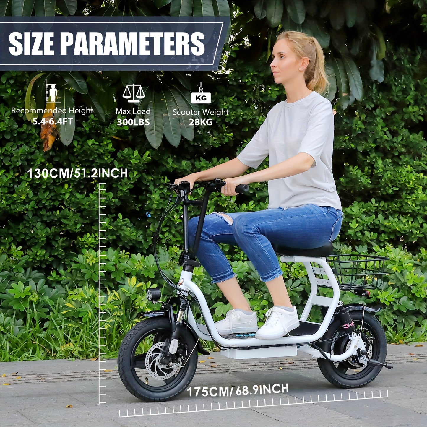 CAROMA 500W Electric Scooter For Adults, 48V Battery, 25 Miles Long Range, 20MPH Top Speed, 3 Speed Modes, 300lbs Max Load, With Shock-Absorbing Seat & Removable Basket, Easy To Assemble, Portable Adult Commuter Scooter